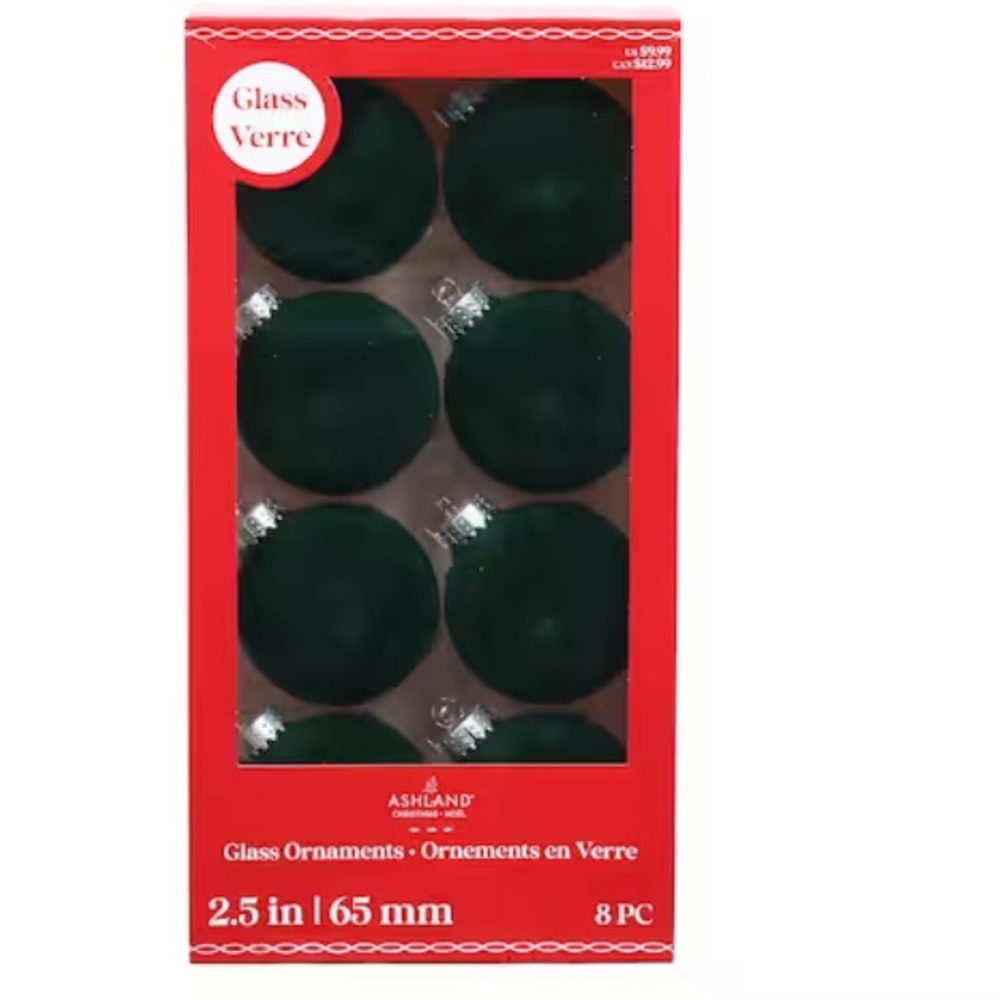 CLEARANCE SALE!! New Michaels Flocked Dark Green Ornament Set- ONLY 2 LEFT